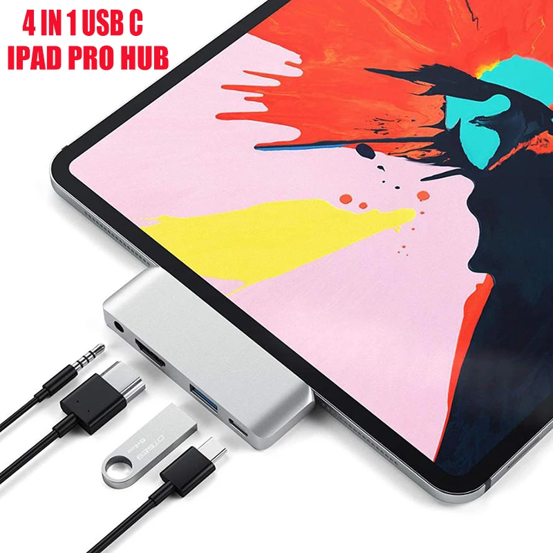 

GIAUSA Тип USB-C мобильный Pro Hub адаптер с USB-C PD зарядки USB 3,0 и 3,5 мм разъем для наушников для 2020 iPad Pro планшет концентратор