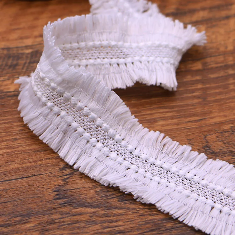 1 Ярд 3.3 см ширина красивого хлопкового кружева с бахромой белого цвета для шитья штор и рукоделия