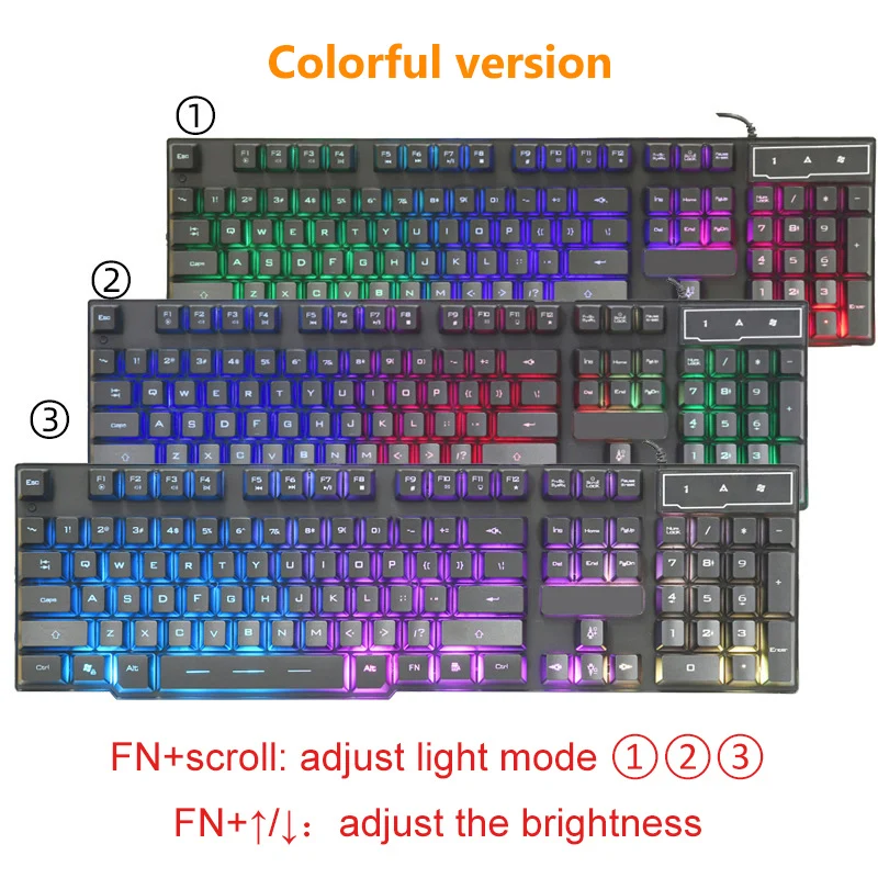 Русская механическая клавиатура с имитацией 104 клавиш игровая RGB светодиодной