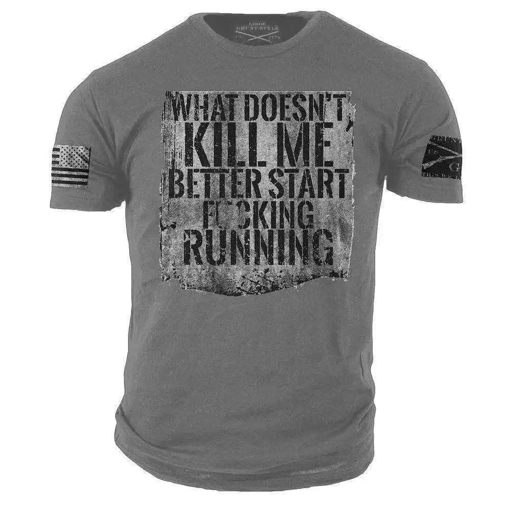 

2021 Summer Star Running Grunt Style Printing Men's T-Shirt Fashion O-neck Short Sleeve Casual Solid Color Loose Tops