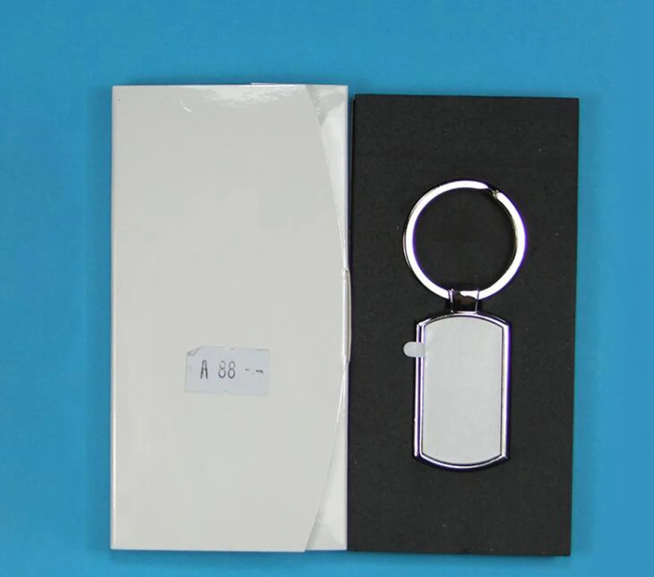 DHL50Pcs/LotSublimation DIY Blank Metal Square Keychain With White Box