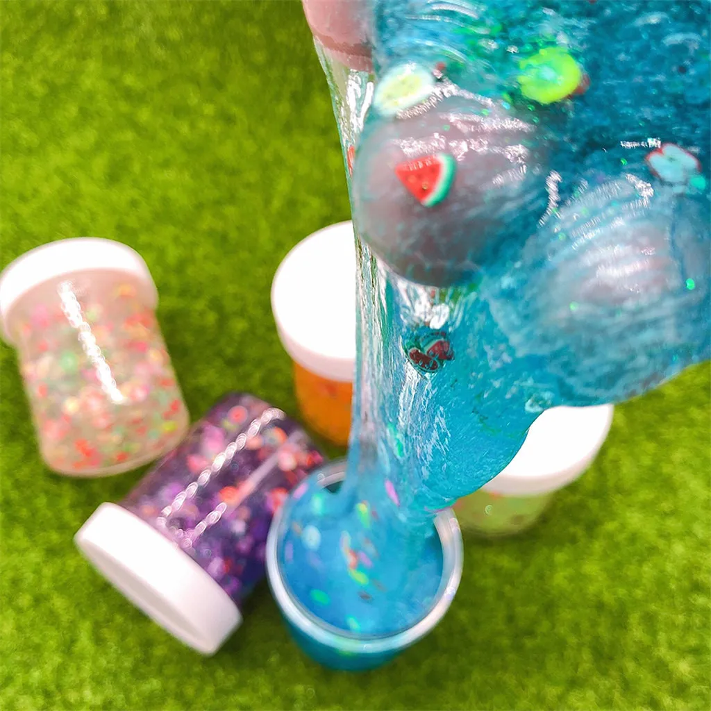 Смешивая красочную грязь DIY фруктовый пузырь кристалл слоеный слизь