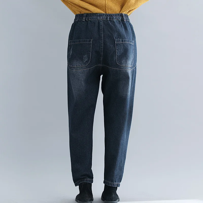 2019 новые осенние и зимние джинсы женские свободные джинсовые штаны-шаровары с