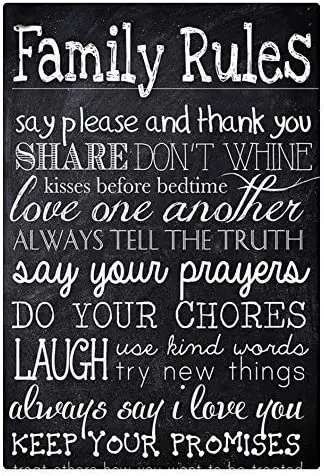 

LZATPD SLALL Family Rules Humour Inspirational Quote Door Retro Street Sign Household Metal Tin Sign Bar Cafe Car Motorcycle