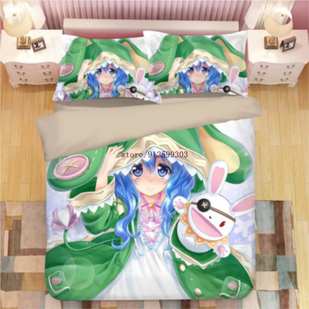

Japan Manga Date a Live Bedding Set Cartoon Anime Duvet Covers Pillowcases Tokisaki Kurumi Comforter Cover Set Bedclothes