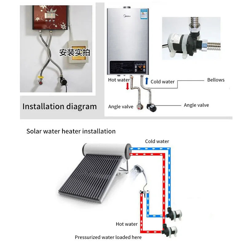 

12V 24V DC Brushless Water Pump Silent 4 Points Threaded Solar Water Heater Shower Floor Heating Booster Pump IP68