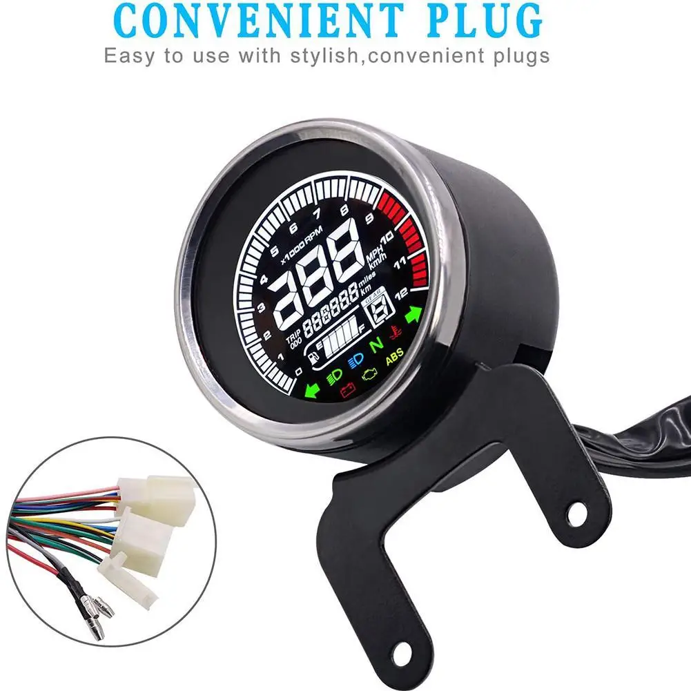 

Motorcycle retro LCD retrofit meter 12V LCD digital meter speedometer odometer tachometer fuel meter