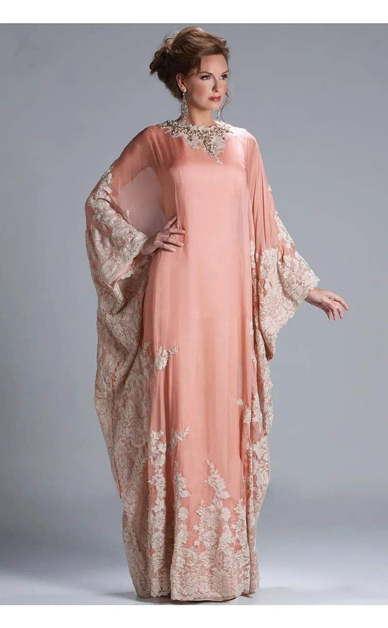 Vestido De Noche Арабский Кафтан dubai длинный рукав вечернее платье Абаи марокканский халат de soiree платья для матери невесты - Цвет: Розовый