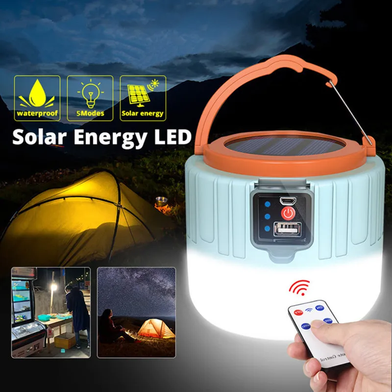 

Solar Camping Light Outdoor Waterproof USB Powered Portable LED Nightlight Lantern Tent Mountain Hiking Home Emergency Lighting