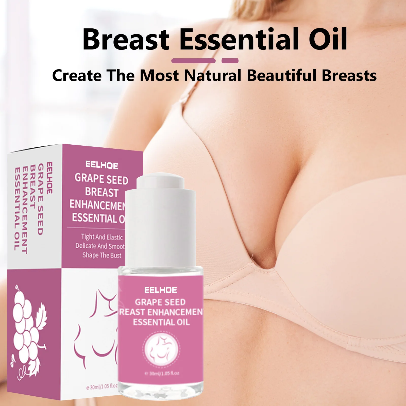 

30ml Grape Seed Breast Enhancement Oil Breast Massage Firming Elastic Breast Beauty Milk Delicate and Smooth Shape The Bust