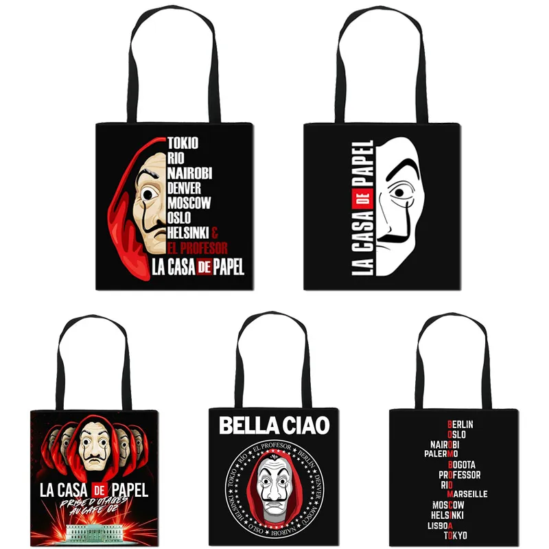 

Женская сумка для покупок La Casa De Papel Bella Hello, сумка для бумажного дома, вместительная сумка через плечо