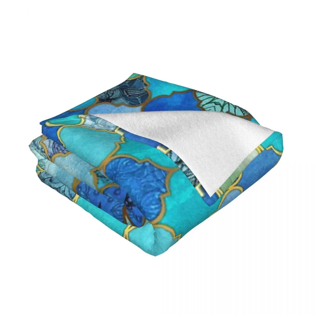 Cobalt Blue Aqua Gold Decorative Moroccan Tile Pattern Throw Blanket Pompompurin Bed Cover 240 Love Throws | Дом и сад