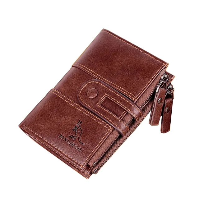 New Vertical Double Fold Man Zipper Wallet Purses  Men Leather Wallet RFID Blocking Business Card Holder Bag Wallet Male 3