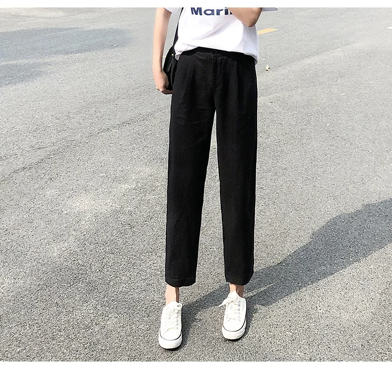 

Trousers Loose Harem Pants For Women Elegant Women's Trousers Linen White Cotton Linen Pants Women Autumn Office Woman
