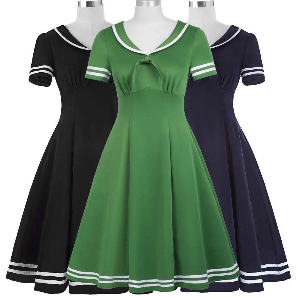 Belle Poque женское винтажное платье с матросским воротником 50s 60s женское летнее повседневное праздничное ретро рокабилли Полосатое консервативное платье