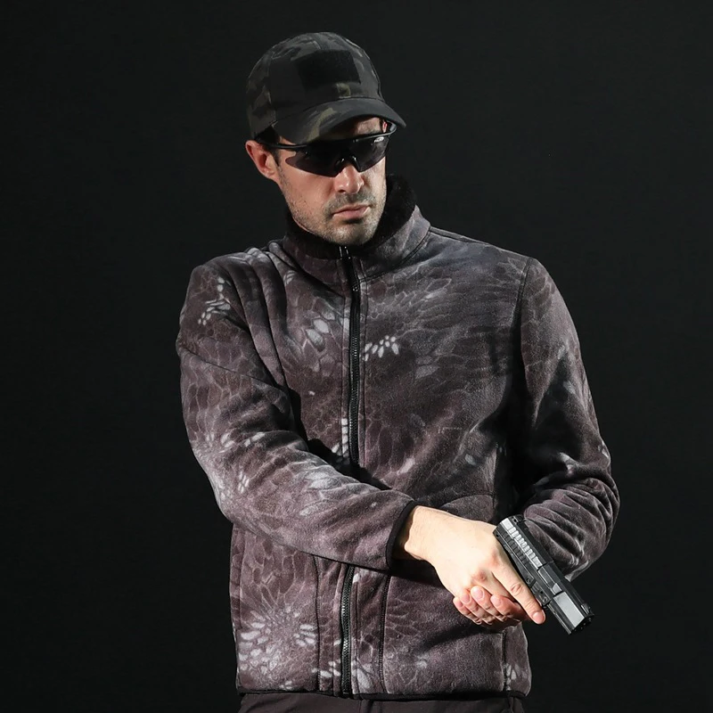 

Men Thicken Warm Military Army Fleece Jacket Patchwork Multi Pockets Polartec Men's Jacket and Coats Clothing Coat