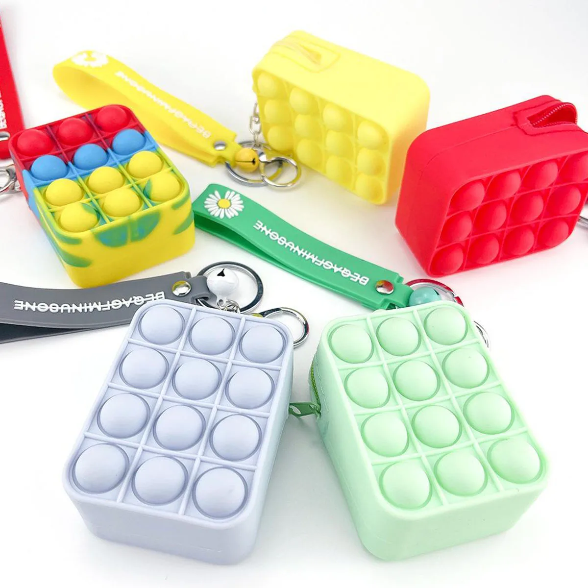 

Coin purse keychain Pop toys Fidget Sensory Push Bubble Board Game Toy Stress Reliever Kids Adults Autism Special Needs Sale