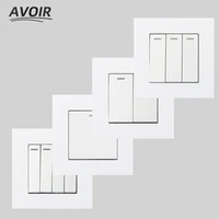 avoir wall light switch pc plastic panel white rocker switch 1 2 3 4 gang 1 2 way push button switches for home 86mm x 86mm 220v