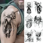 Наклейка-Татуировка временная для мужчин и женщин с черепом викингов, самураев, воинов