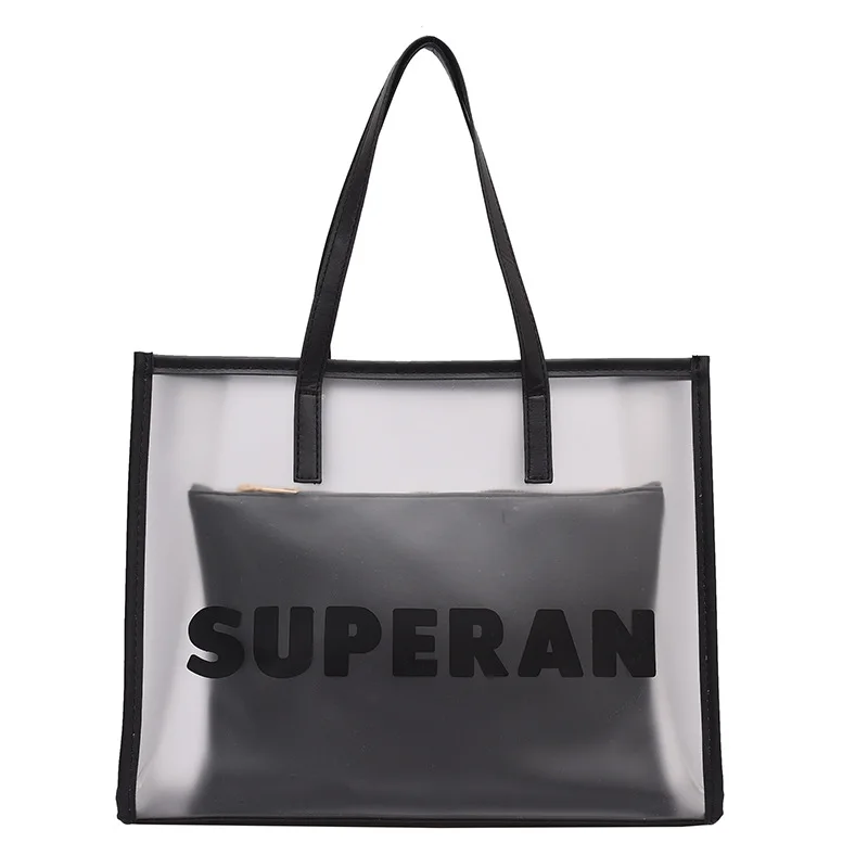 

2021 new High sense of one-shoulder transparent jelly bag women's bag fashion texture messenger bag frosted bag