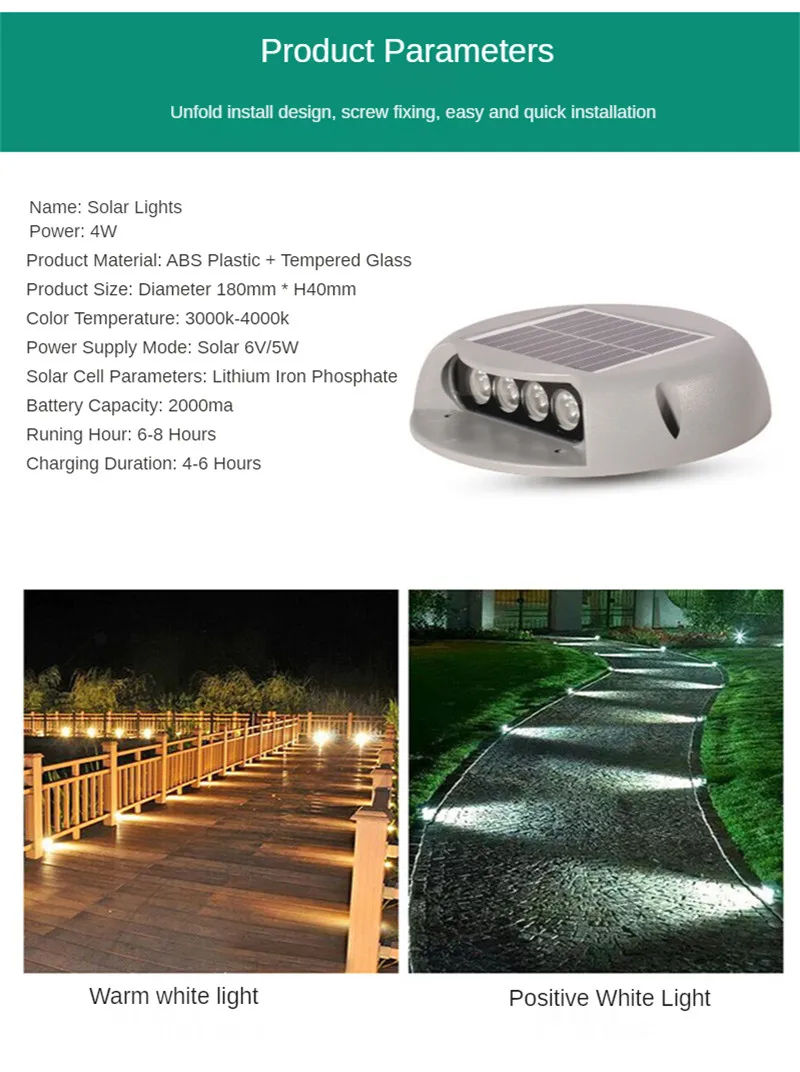 Наземный светильник на солнечной батарее светодиодная лампа для лестничной