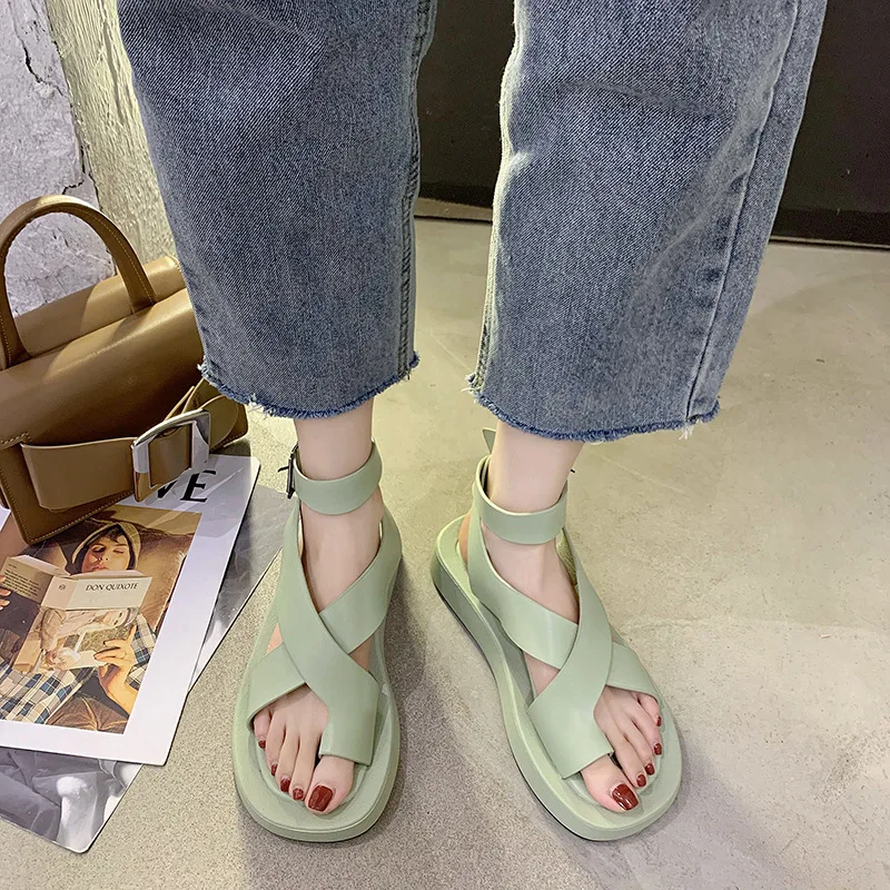 

Women Sandals Shoes Woman Heels Sandals Chaussures Femme Soft Bottom Platform Sandals Gladiator Casual Shoes B1835
