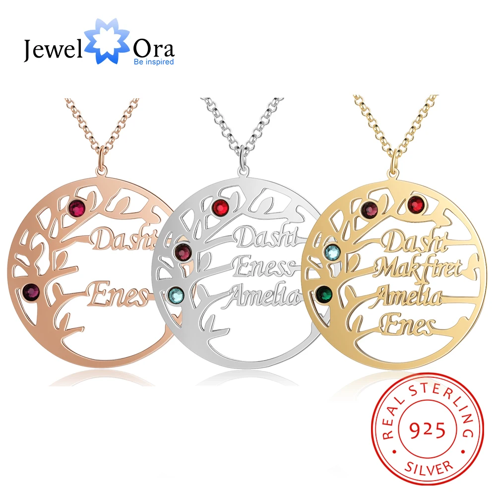 

Customized Family Tree Necklace Personalized 925 Sterling Silver Mothers Necklace Fine Jewelry Sister Best Friend Nameplate Gift