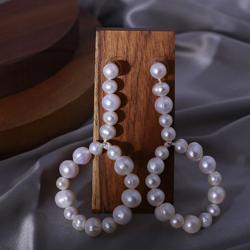 

Women circle natural freshwater pearl earrings drop entry lux jewelry for women