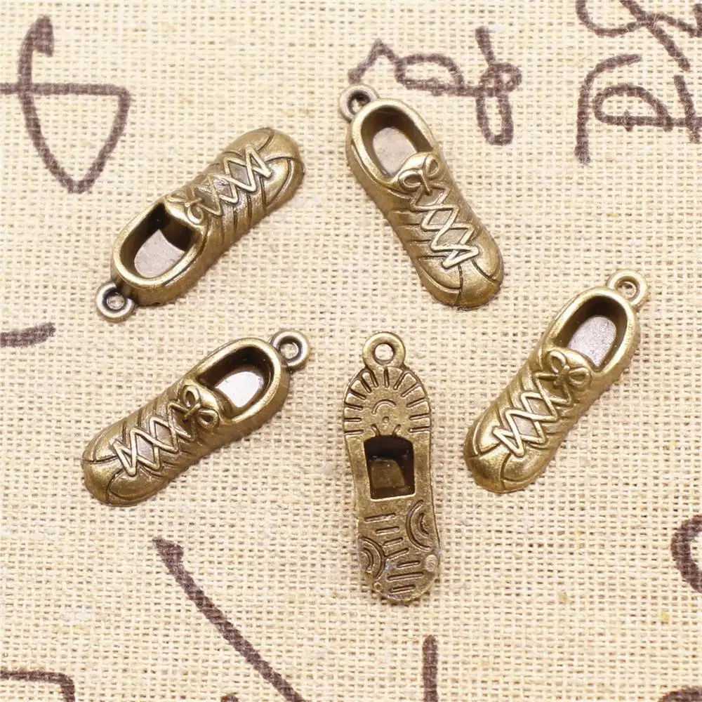 

Bulk Charms For Jewelry Making 5pcs 27x9mm Antique Bronze Color Three-dimensional Shoes Charms