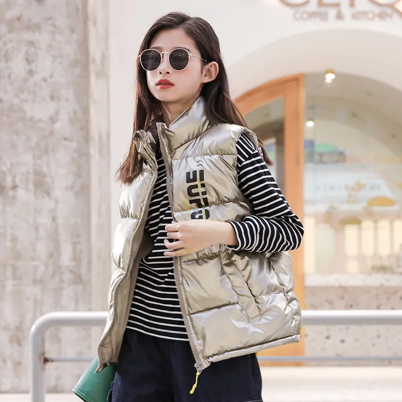 

Teen Warm Vest Puffer Jacket Waistcoat Girls Boy Winter Clothes Korean Down Coats Sleeveless Thicken Outerwear Child 6-14 Years