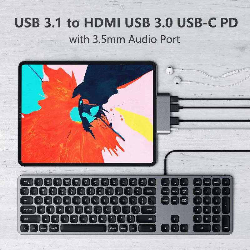 USB 3 1 к C PD Зарядка 4K HDMI 0 5 мм разъем для наушников Samsung Galaxy Note10 + 2019 iPad Pro|Компьютерные