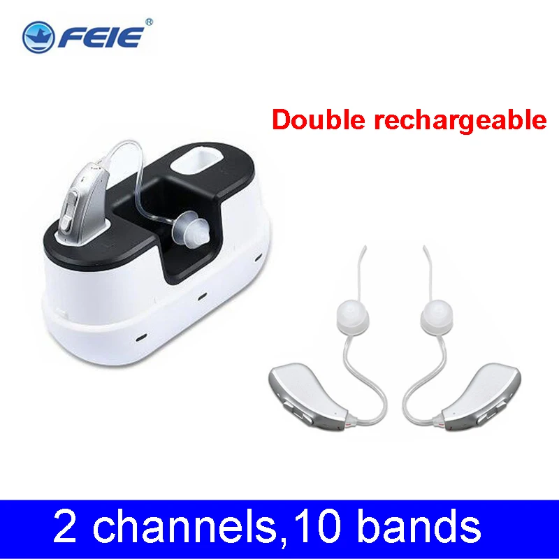 

MY-2 1 pair Rechargeable Digital Hearing Aid Ear Severe Loss BTE Sound Amplifier High-Power Hearing Aids for Deafness Elderly