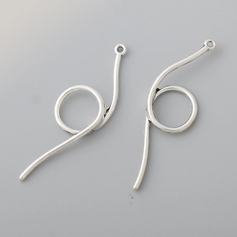 

RAINXTAR Fashion Antique Silver Color Alloy Punk Swirl Charms 15*50mm 10pcs AAC1957