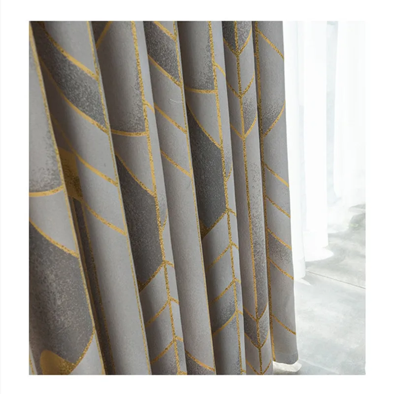 Занавески на заказ жаккардовые шторы в скандинавском стиле с золотистой