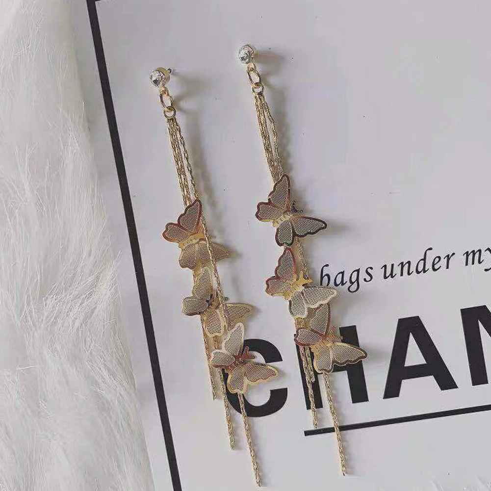 

Long Tassel Butterfly Drop Earrings Silver Color 2021 Fashion Hanging Women Earrings Jewelry Girls GIfts Pendant Dangle Earrings
