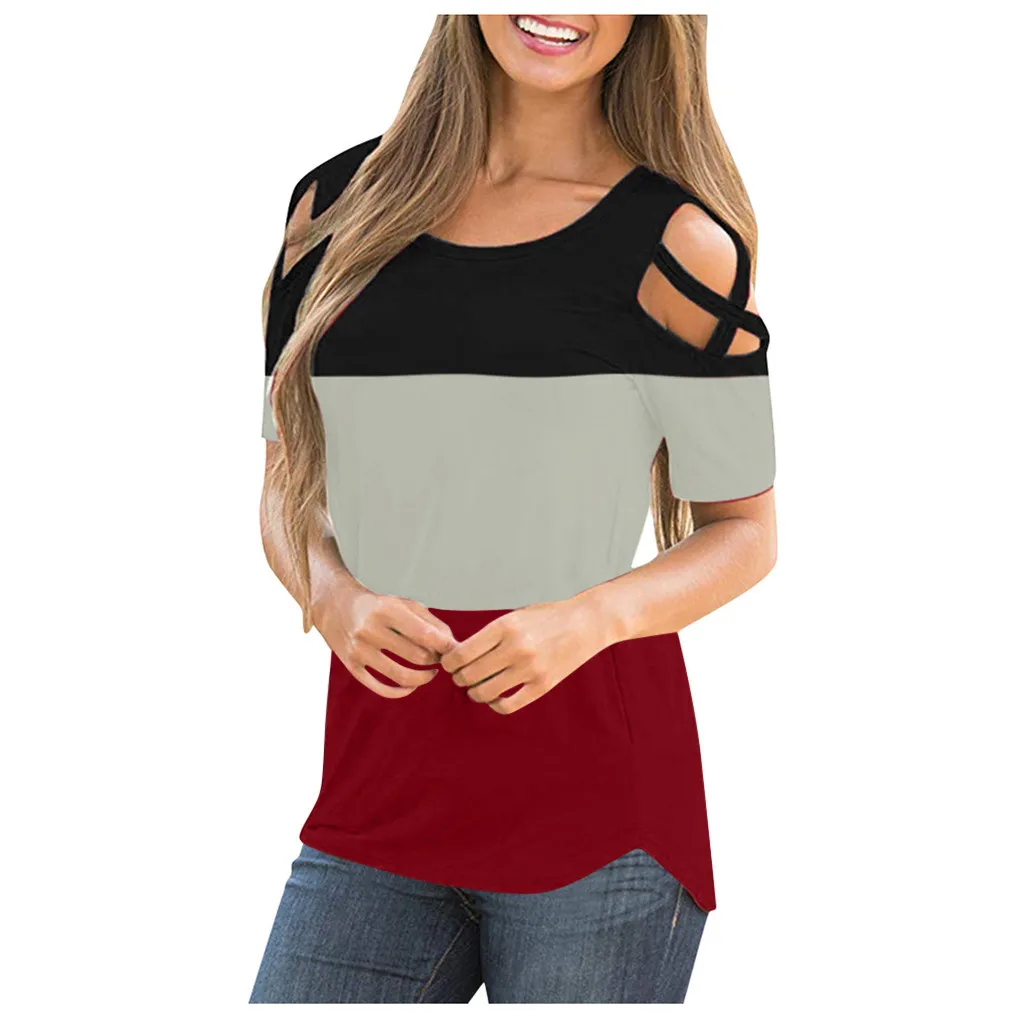 Футболка женская летняя с коротким рукавом и открытыми плечами | Женская одежда