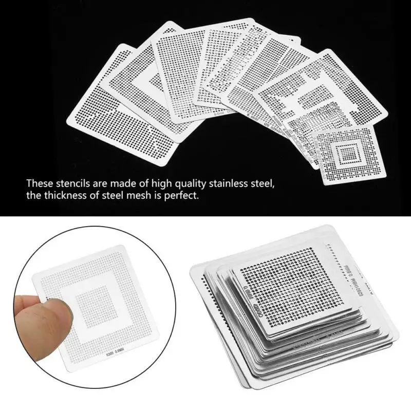 

For 0.35-0.76mm Solder Ball BGA Stencils 33pcs set Reballing Rework Steel