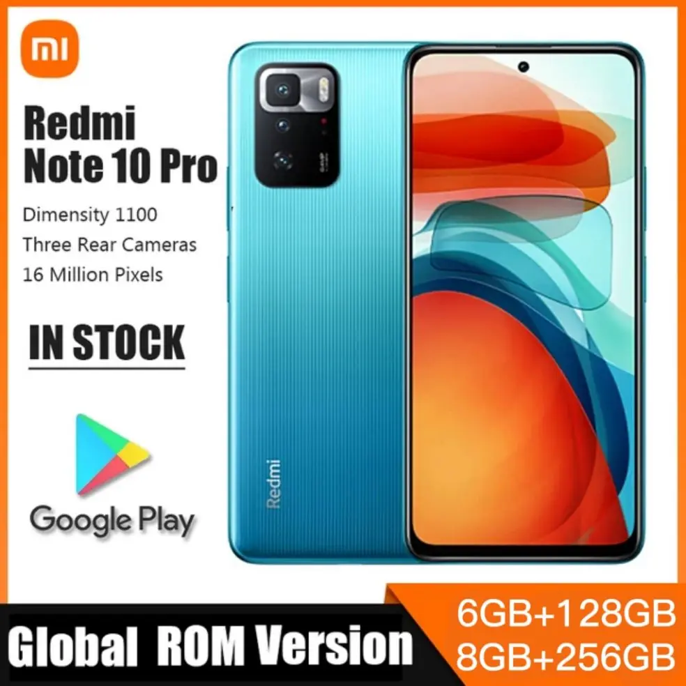 

Оригинальный Смартфон Xiaomi Redmi Note 10 Pro, телефон с глобальной прошивкой, телефон с двумя Sim-картами, 5000 мАч, сотовый телефон 64 мп