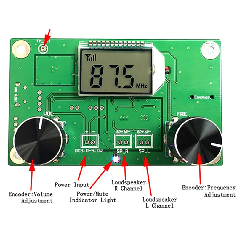 Модуль беспроводного FM-радиоприемника 87 0-108 0 МГц частотная модуляция цифровой
