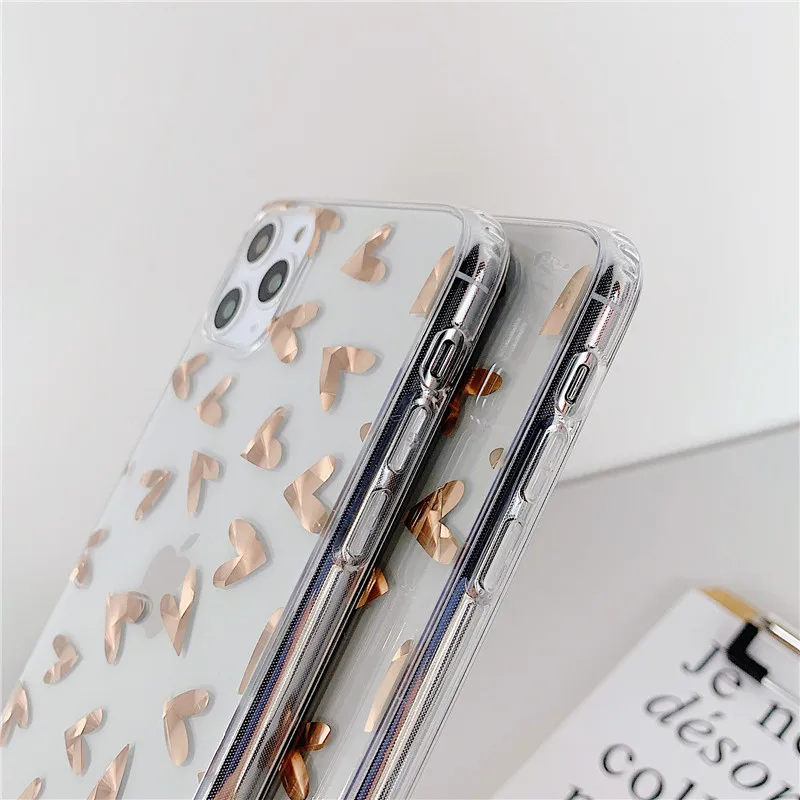 Роскошный лазерный чехол для телефона с сердечком iphone 11 Pro Max X XR XS 7 8 plus милый