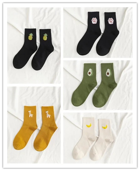 5 pairs 5 пар/упак. унисекс забавные фруктовые мужские носки Harajuku красочные средние Носки мужские 100 Хлопок Kawaii Размер 35-42 - Цвет: 5 pairs