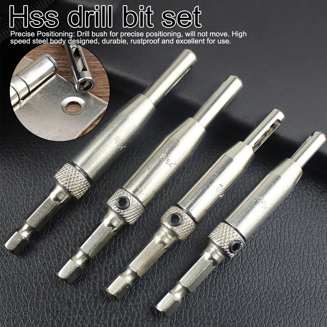 

4 pieces of center drill bit door self-centering hinge tapping drill bit set punching woodworking tools