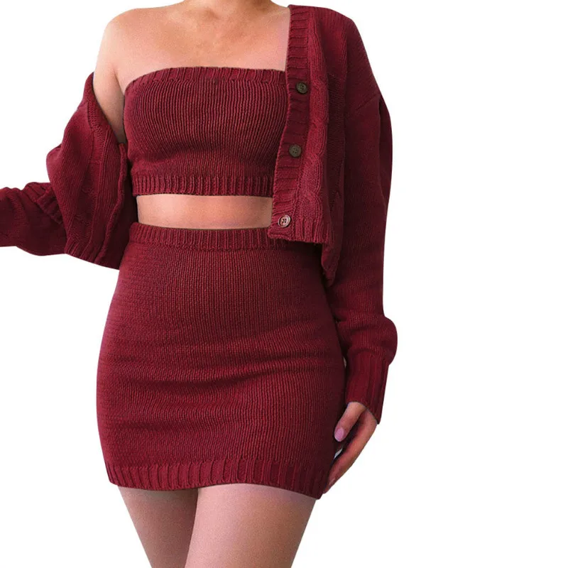 Сексуальная зимняя Женская Весенняя Клубная одежда комплект из 3 предметов