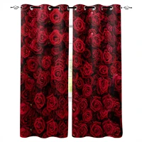 red rose flower wall curtains for living room bedroom window treatment blinds finished drapes kitchen curtains