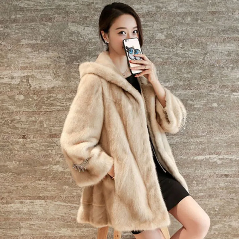 Женское длинное пальто из меха норки искусственного зима 2019 | Женская одежда