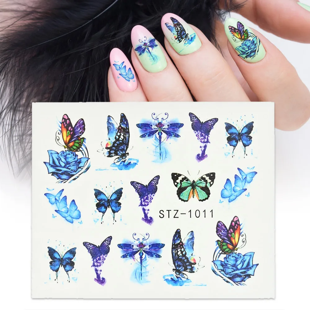 

30Sheet/Bag Butterfly Water-Transfer Nail Decal Sticker,Colorful Water Sliders Nail Art Decorations Big Butterfly Tattoo#1 Set