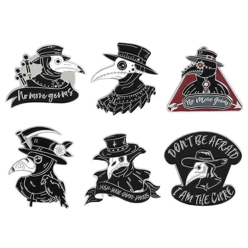 Чума доктор эмаль булавки клюв лицо Броши пользовательские значки для сумки