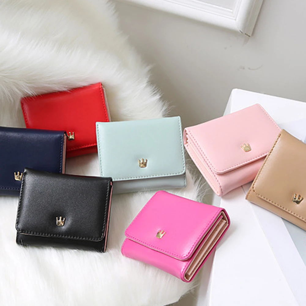 Женский кошелек 2019 женские короткие кошельки с украшением в виде короны Мини для