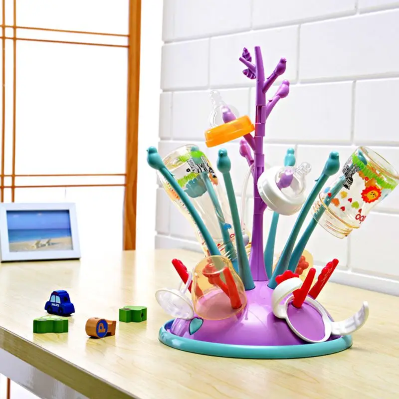 

Flower Type Multifunctional Baby Bottle Holder Storage Box Drain Rack with Dust Cover Kids Infants Bottles Drying Racks