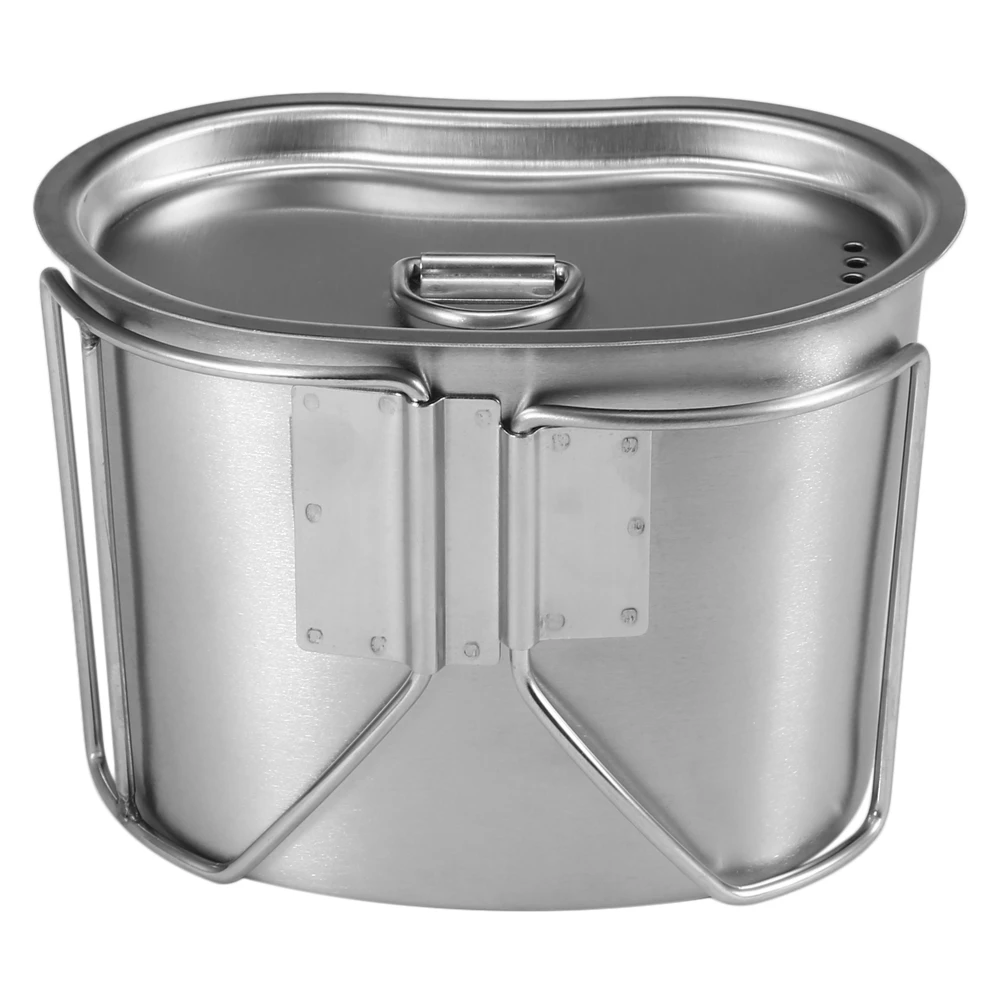 Lixada Военная столовая из нержавеющей стали 1 л со складными ручками Кемпинг пеший